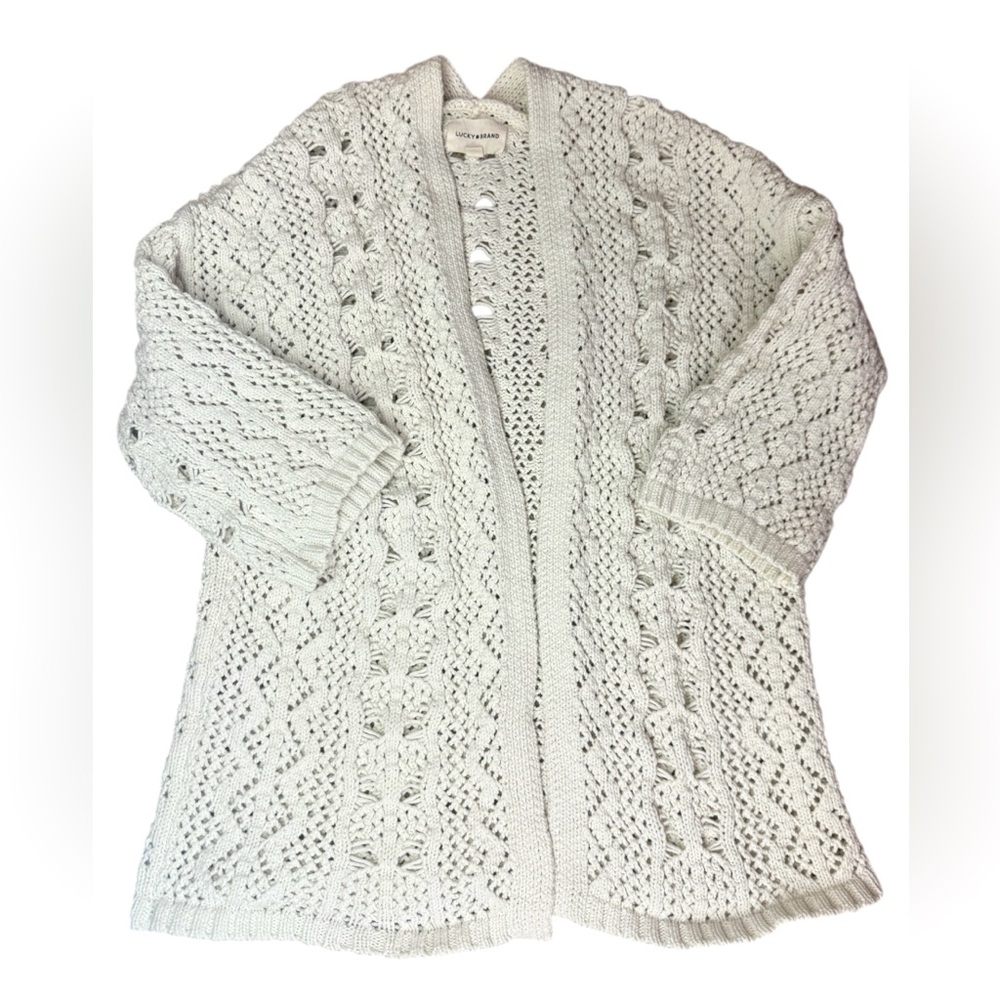 Lucky Brand Thick Cream Knit Cable Sweater perfect for spring, summer - Picture 6 of 11